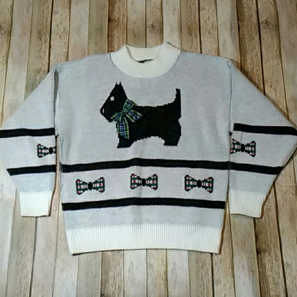 Vintage Scotty Dog Christmas Sweater Sz M - Picture 1 of 4